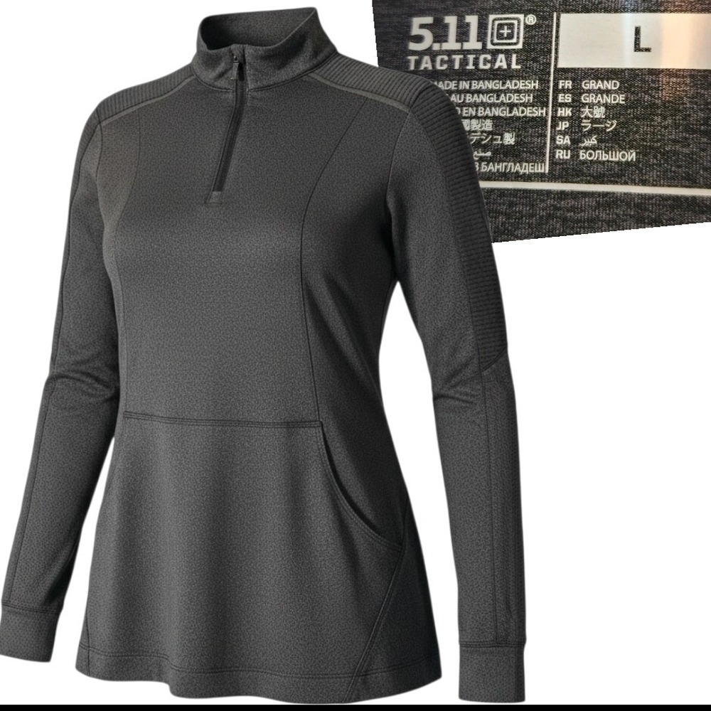 5.11 Tactical Women's Quarter Zip Long Sleeve Pullover Top Dark Gray Size L EUC